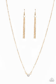 Paparazzi Heartbeat Bling - Gold - Heart Cubic Zirconia - Necklace and matching Earrings - Glitzygals5dollarbling Paparazzi Boutique 