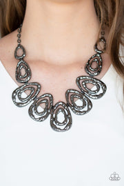 Paparazzi Terra Couture - Black - Gunmetal Teardrops - Necklace and matching Earrings - Glitzygals5dollarbling Paparazzi Boutique 