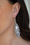 Paparazzi Quill Thrill - Silver - Gray Bead - Feather Earrings - Glitzygals5dollarbling Paparazzi Boutique 