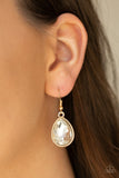 Paparazzi All Toget-HEIR Now - Gold - White Teardrop Rhinestones - Bold Chain Necklace and matching Earrings - Glitzygals5dollarbling Paparazzi Boutique 