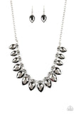 Paparazzi FEARLESS is More - Silver - Hematite Rhinestones - Necklace & Earrings - Life of the Party Exclusive March 2020 - Glitzygals5dollarbling Paparazzi Boutique 