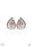 Garden Date - red - Paparazzi CLIP ON earrings - Glitzygals5dollarbling Paparazzi Boutique 