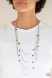 Paparazzi Open For Opulence - Red - Crystal Beads - Silver Chains Necklace and matching Earrings - Glitzygals5dollarbling Paparazzi Boutique 