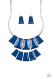 Paparazzi Lions, TIGRESS, and Bears - Blue - Silver Bar Necklace and matching Earrings - Glitzygals5dollarbling Paparazzi Boutique 