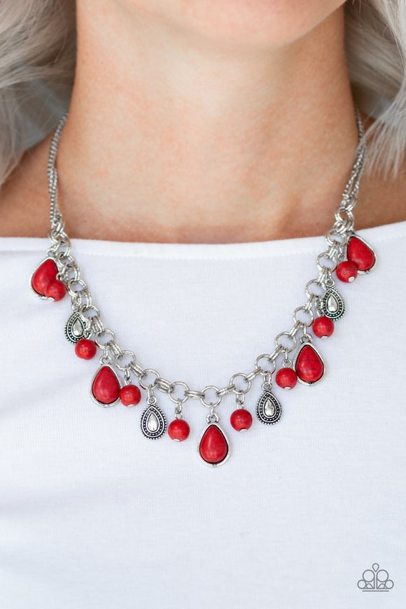 Paparazzi Welcome to Bedrock Red Necklace - Glitzygals5dollarbling Paparazzi Boutique 