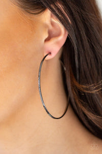 Paparazzi Sleek Fleek - Black Hoop Earrings - Glitzygals5dollarbling Paparazzi Boutique 