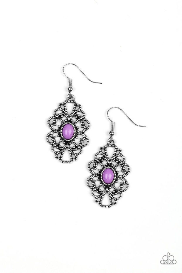 Paparazzi Over The POP - Purple Bead - Silver Earrings - Glitzygals5dollarbling Paparazzi Boutique 
