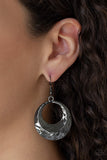 Paparazzi Savory Shimmer - Black - Hammered Gunmetal Hoop Earrings - Glitzygals5dollarbling Paparazzi Boutique 