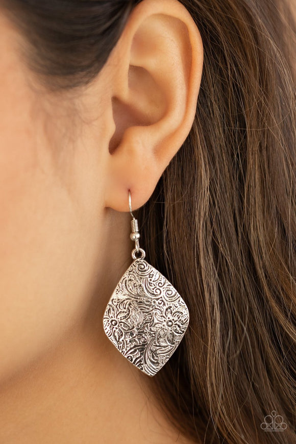 Flauntable Florals - silver - Paparazzi earrings - Glitzygals5dollarbling Paparazzi Boutique 