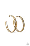 Paparazzi Double The Bling - Brass - Aurum Rhinestones - Hoop Earrings - Glitzygals5dollarbling Paparazzi Boutique 