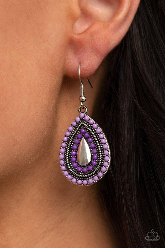 Paparazzi Earring ~ Beaded Bonanza - Purple - Glitzygals5dollarbling Paparazzi Boutique 