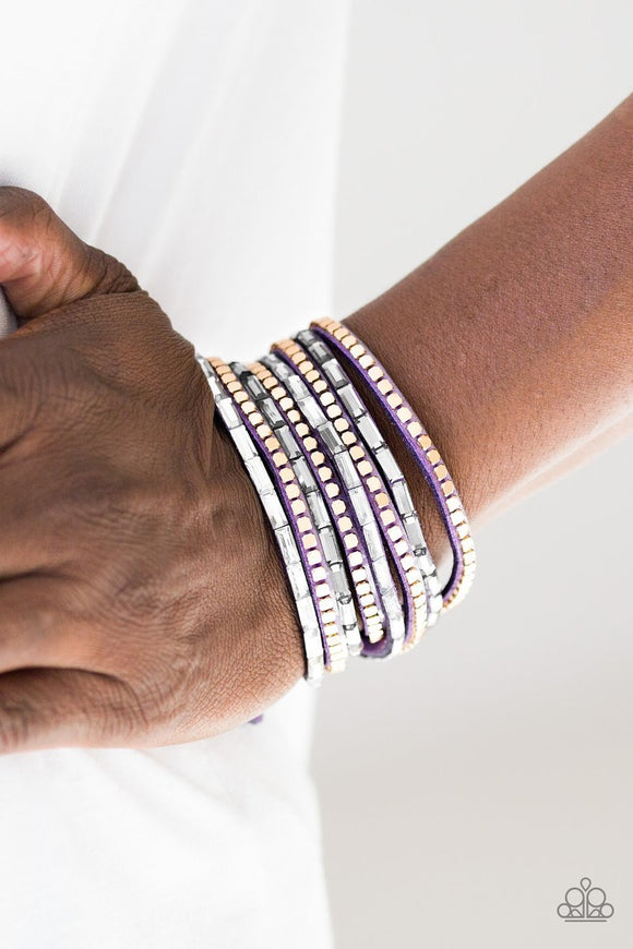 This Time With Attitude Purple Double Wrap Bracelet - Paparazzi Accessories Bracelets - Glitzygals5dollarbling Paparazzi Boutique 