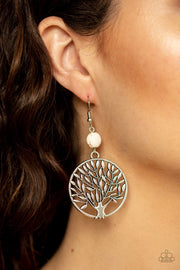 Paparazzi Bountiful Branches - White Tree of Life Earrings - Glitzygals5dollarbling Paparazzi Boutique 