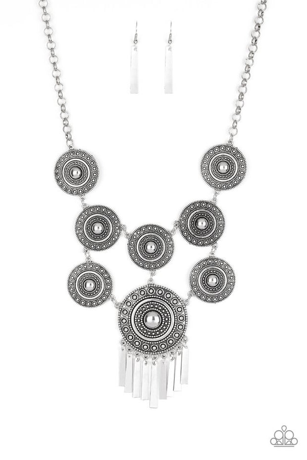 Modern Medalist - silver - Paparazzi necklace - Glitzygals5dollarbling Paparazzi Boutique 
