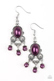 Paparazzi I Better Get GLOWING - Purple Pearly Beads - White Rhinestones - Earrings - Glitzygals5dollarbling Paparazzi Boutique 