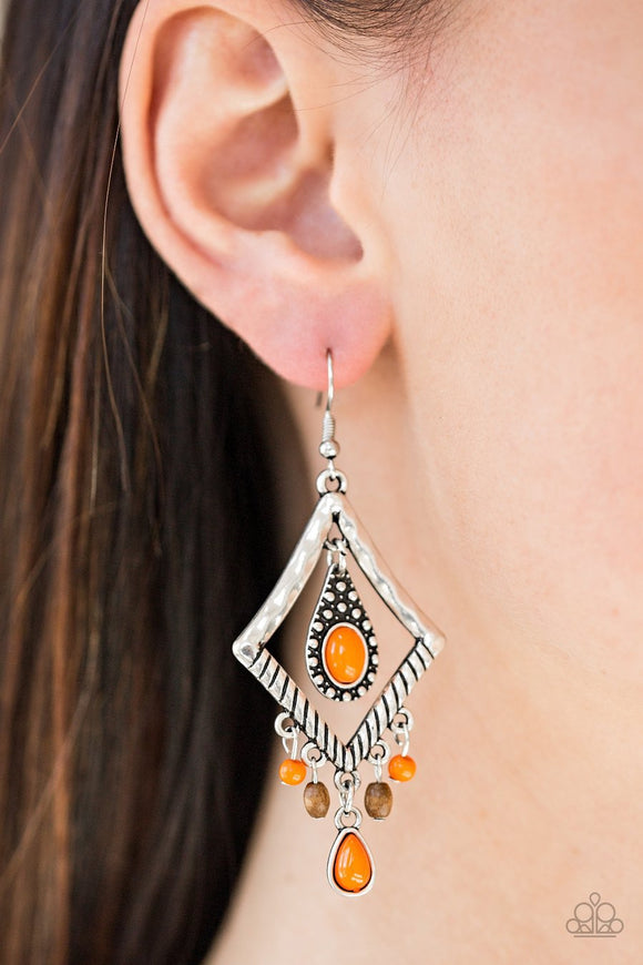 Paparazzi Southern Sunsets - Orange - Silver Teardrop - Earrings - Glitzygals5dollarbling Paparazzi Boutique 