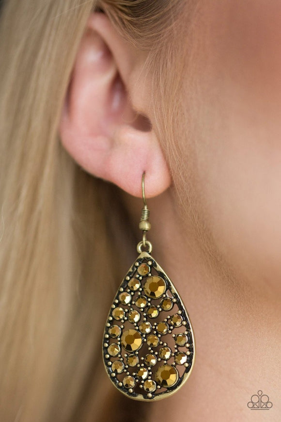 GLOW with the Flow - brass - Paparazzi earrings - Glitzygals5dollarbling Paparazzi Boutique 