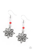 Paparazzi Cactus Blossom - Red Stones - Earrings - Glitzygals5dollarbling Paparazzi Boutique 