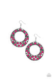 Paparazzi San Diego Samba - Pink - Shimmery Silver Hoop - Earrings - Glitzygals5dollarbling Paparazzi Boutique 