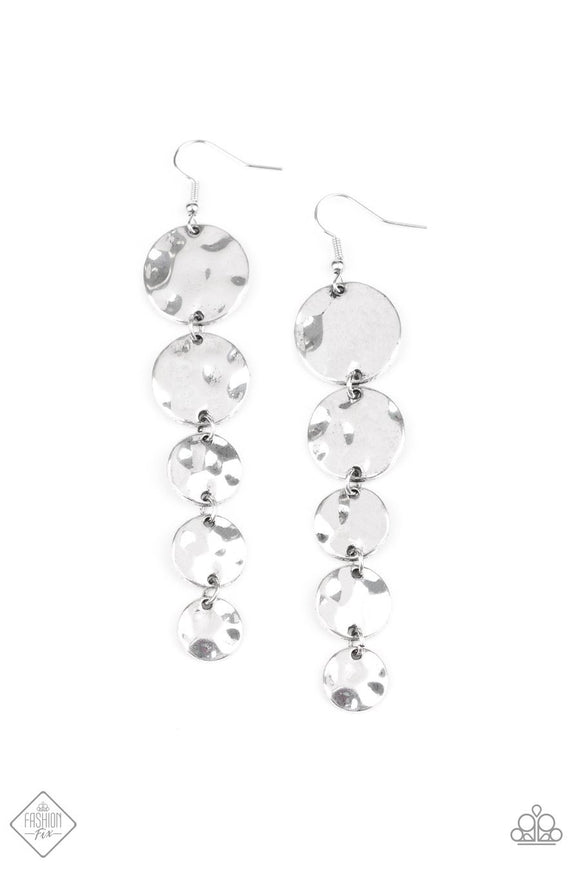 Paparazzi Rippling Resplendence - Silver - Earrings - Fashion Fix / Trend Blend Exclusive January 2020 - Glitzygals5dollarbling Paparazzi Boutique 