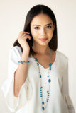 Paparazzi Dazzle The Crowd - Blue - Shimmery Silver Chains - Necklace and matching Earrings - Glitzygals5dollarbling Paparazzi Boutique 