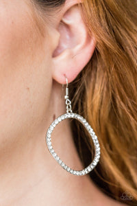 Paparazzi Stoppin Traffic - White Rhinestone - Gorgeous Hoop Earrings - Glitzygals5dollarbling Paparazzi Boutique 