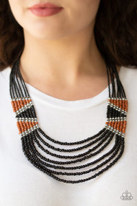 Paparazzi Kickin’ It Outback Black Seed Bead Necklace - Glitzygals5dollarbling Paparazzi Boutique 