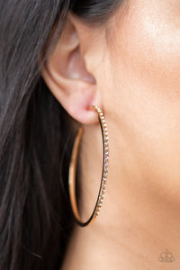 Paparazzi: Trending Twinkle - Gold Rhinestone Hoop Earrings - Glitzygals5dollarbling Paparazzi Boutique 