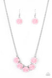 Garden Party Posh - Paparazzi - Pink Rose Silver Chain Necklace - Glitzygals5dollarbling Paparazzi Boutique 