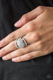 Paparazzi The Seven-FIGURE Itch White Rhinestone Ring - Glitzygals5dollarbling Paparazzi Boutique 