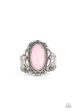 Paparazzi Malibu Majestic - Pink Oval Bead - Ornately Scalloped Silver - Ring - Glitzygals5dollarbling Paparazzi Boutique 