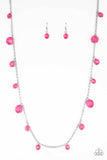 Paparazzi GLOW-Rider - PINK - Shimmery Silver Chain Necklace & Earrings - Glitzygals5dollarbling Paparazzi Boutique 