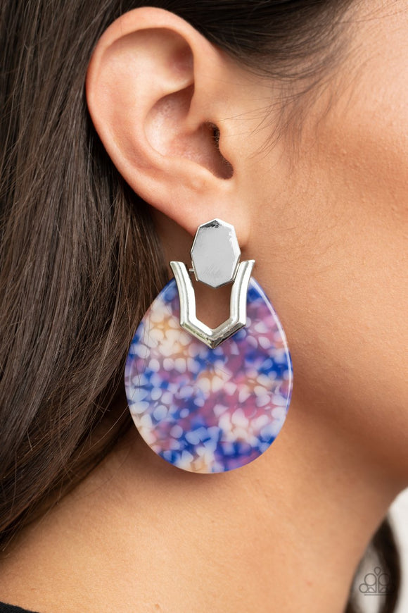 HAUTE Flash - blue - Paparazzi earrings - Glitzygals5dollarbling Paparazzi Boutique 
