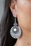 Paparazzi Mayan Mood - White - Hammered Frame - Earrings - Glitzygals5dollarbling Paparazzi Boutique 