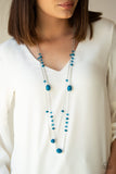 Paparazzi Dazzle The Crowd - Blue - Shimmery Silver Chains - Necklace and matching Earrings - Glitzygals5dollarbling Paparazzi Boutique 