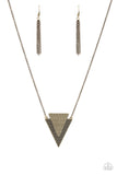 Paparazzi Ancient Arrow - Brass - Studded Indigenous Textures - Necklace and matching Earrings - Glitzygals5dollarbling Paparazzi Boutique 