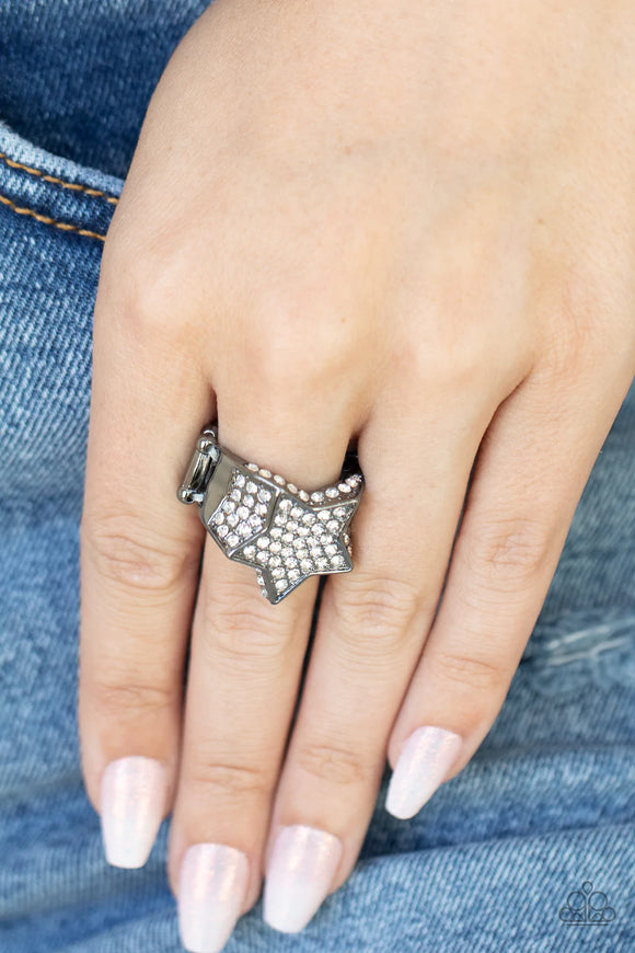 Here Come The Fireworks Black ~ Paparazzi Ring - Glitzygals5dollarbling Paparazzi Boutique 