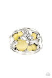 Paparazzi FLUTTER Me Up - Yellow Moonstones - White Rhinestones - Butterfly Ring - Glitzygals5dollarbling Paparazzi Boutique 