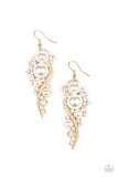 Paparazzi High-End Elegance - Gold - White Pearls and Rhinestones - Elegant Earrings - Glitzygals5dollarbling Paparazzi Boutique 