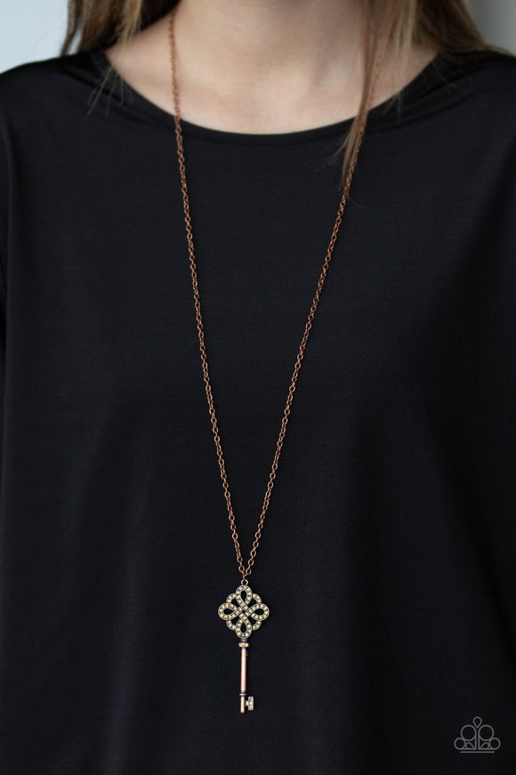 Unlocked - copper - Paparazzi necklace - Glitzygals5dollarbling Paparazzi Boutique 