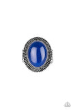 Paparazzi Outdoor Oasis - Blue - Polished Stone - Silver Ring - Glitzygals5dollarbling Paparazzi Boutique 