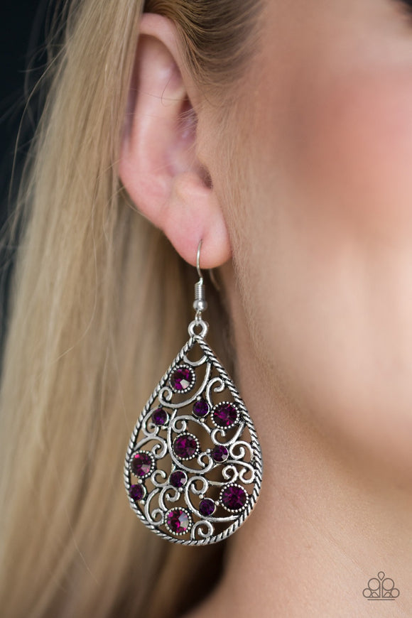 Paparazzi Certainly Courtier Purple Earrings - Glitzygals5dollarbling Paparazzi Boutique 