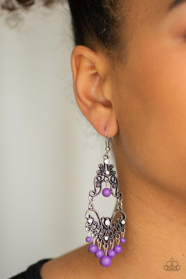 Colorfully Cabaret - purple - Paparazzi earrings - Glitzygals5dollarbling Paparazzi Boutique 