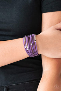 Paparazzi Back To BACKPACKER - Purple - Silver and Gunmetal Accents - Suede Bracelet - Glitzygals5dollarbling Paparazzi Boutique 
