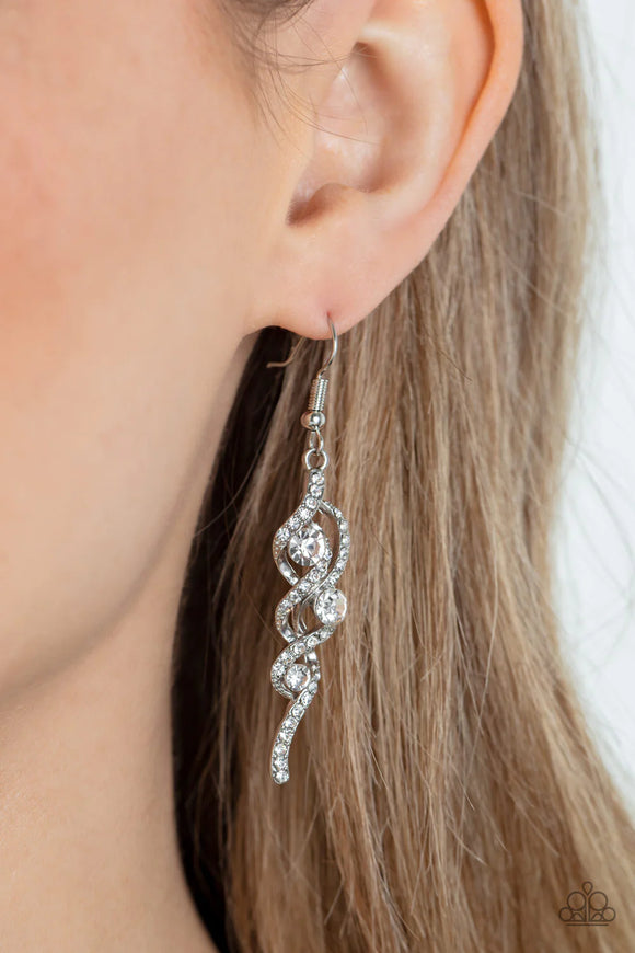 Highly Flammable White ~ Paparazzi Earring - Glitzygals5dollarbling Paparazzi Boutique 