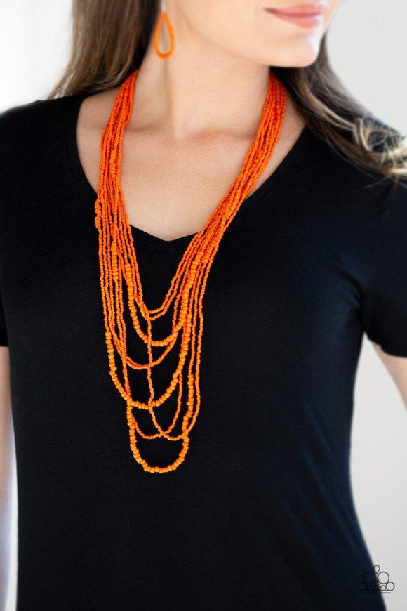 Paparazzi Totally Tonga - Orange - Seed Beads - Necklace & Earrings - Glitzygals5dollarbling Paparazzi Boutique 