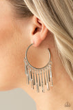 Paparazzi Bring The Noise - Silver - Sleek Hoop Fringe - Post Earrings - Glitzygals5dollarbling Paparazzi Boutique 