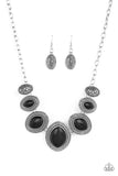 Paparazzi Sierra Serenity - Black Stones - Silver Necklace and matching Earrings - Glitzygals5dollarbling Paparazzi Boutique 