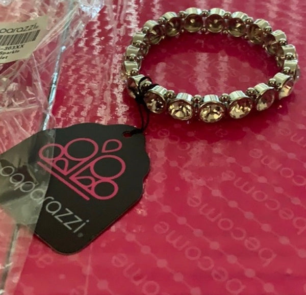Paparazzi Sugar Coated Sparkle White Rhinestone Stretch Bracelet Exclu Glitzygals5dollarbling Jewelry Boutique