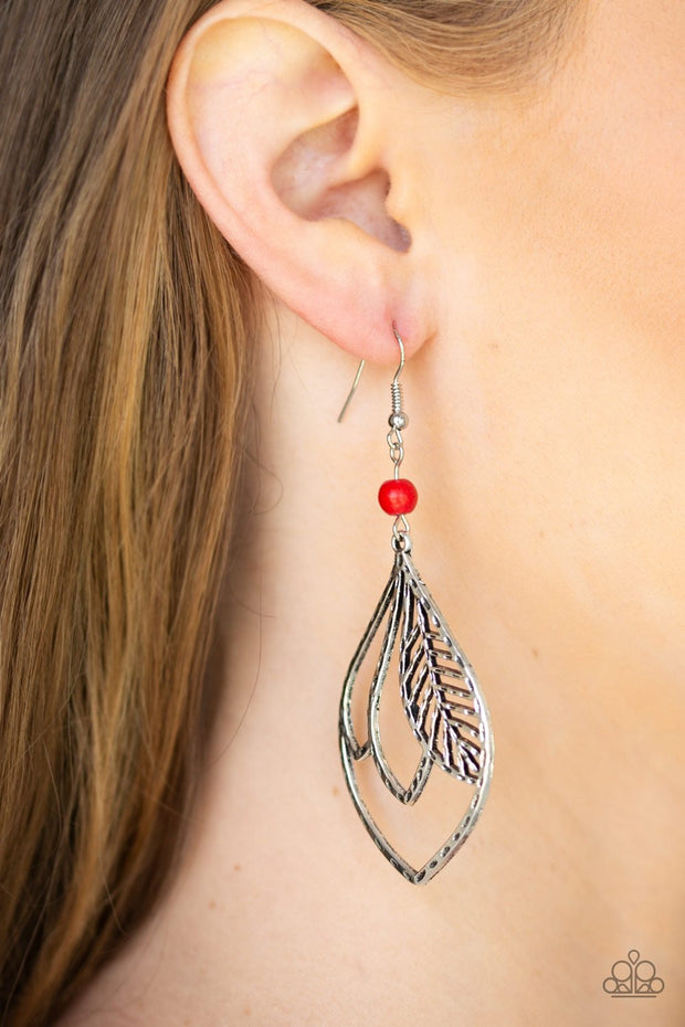 Absolutely Airborne- Red and Silver Earrings- Paparazzi Accessories - Glitzygals5dollarbling Paparazzi Boutique 
